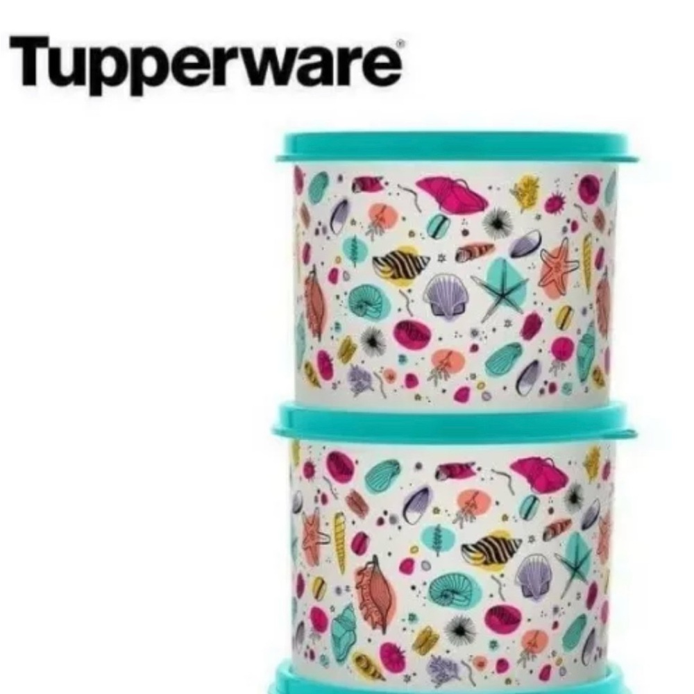 Tupperware Sea Life Design Containers with Teal Lids